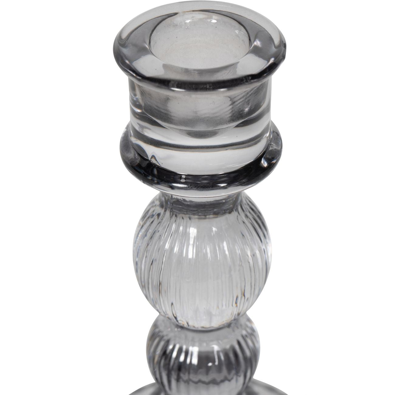 Set of 4 Grey Glass Candle Stick