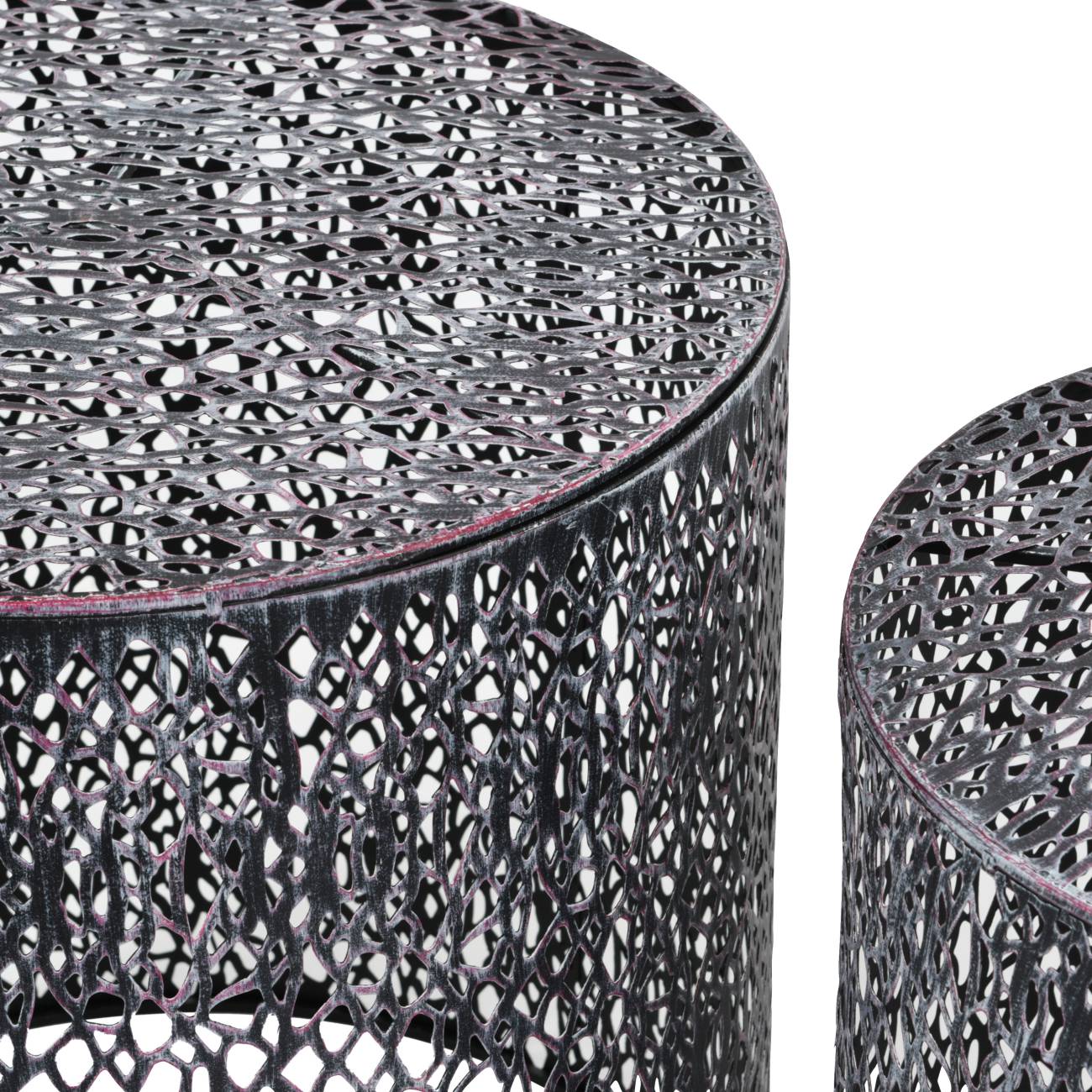 Caprio Set Of Two Nesting Side Tables with Antique Grey Finish