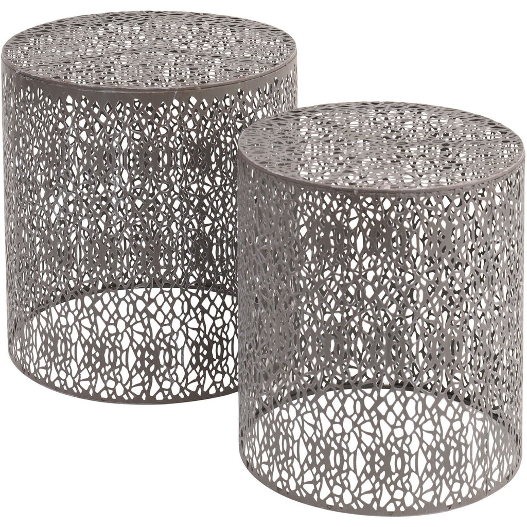 Caprio Set Of Two Nesting Side Tables with Antique Grey Finish