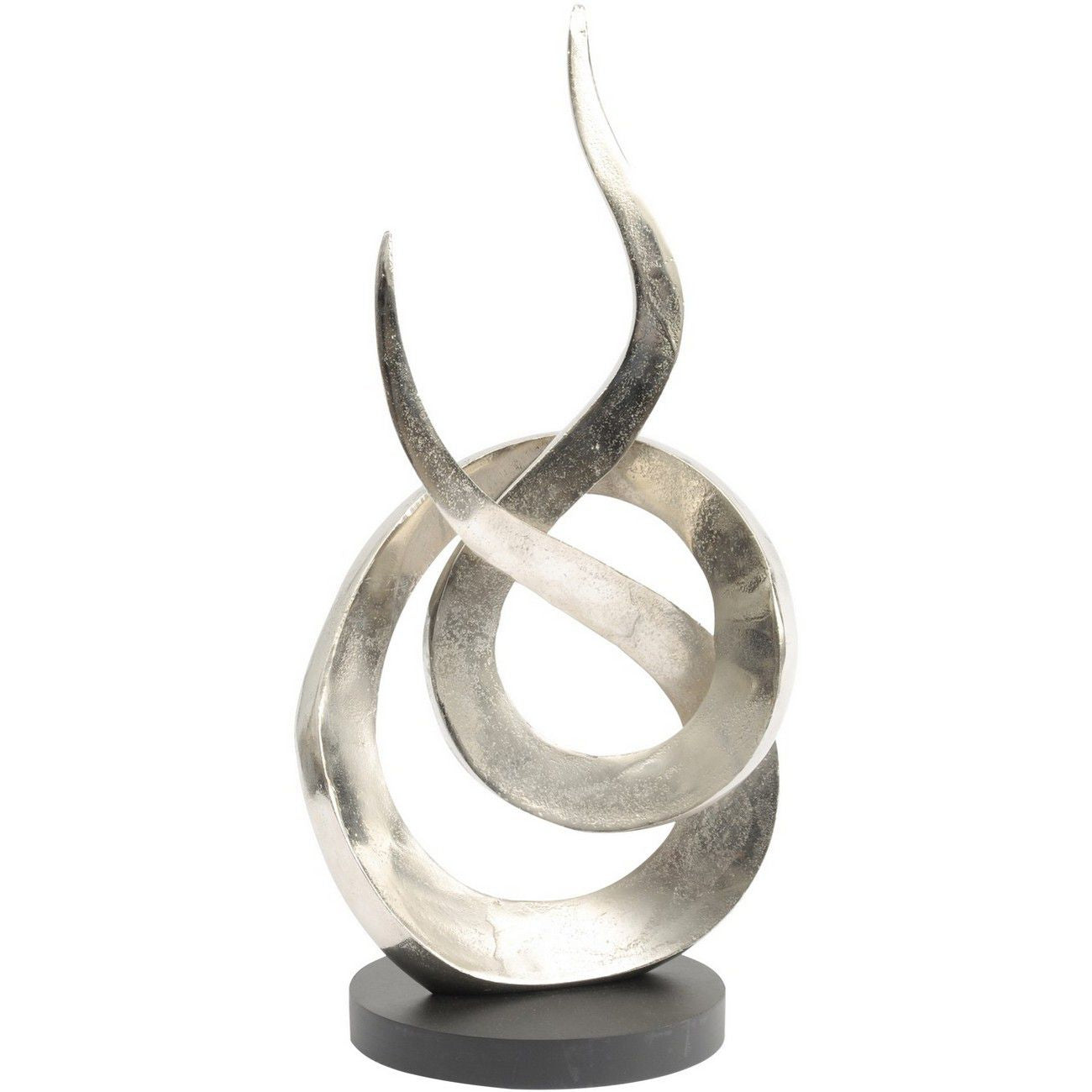 Entwined Flame Silver Aluminium Sculpture Large