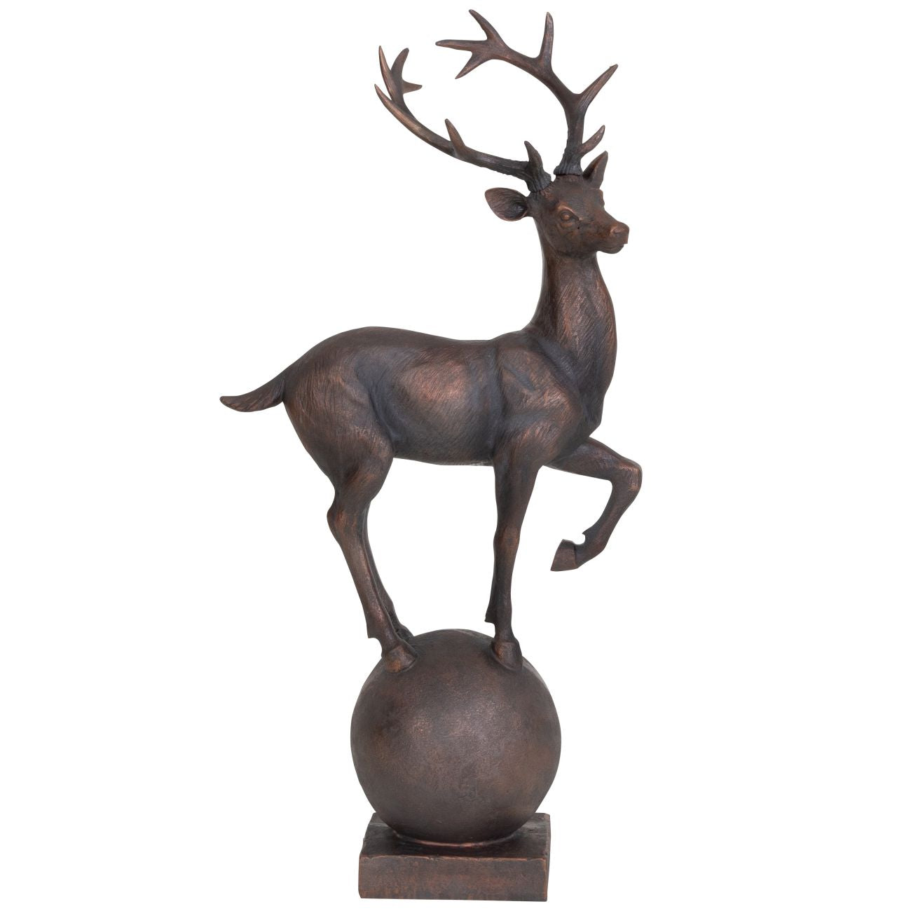 Six Pointer Stag on Decorative Ball Resin Sculpture