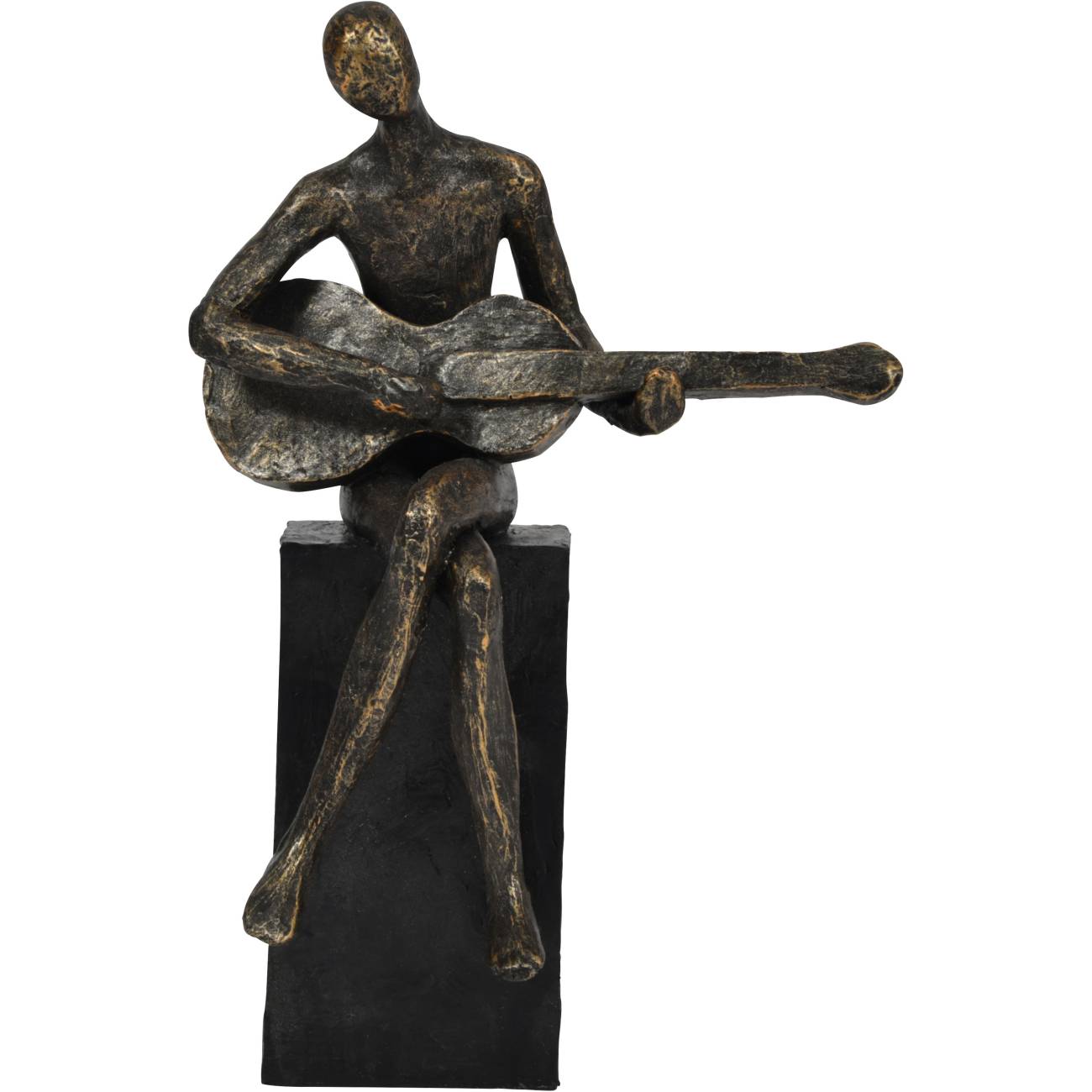 Antique Bronze Edward Guitarist on Block Sculpture