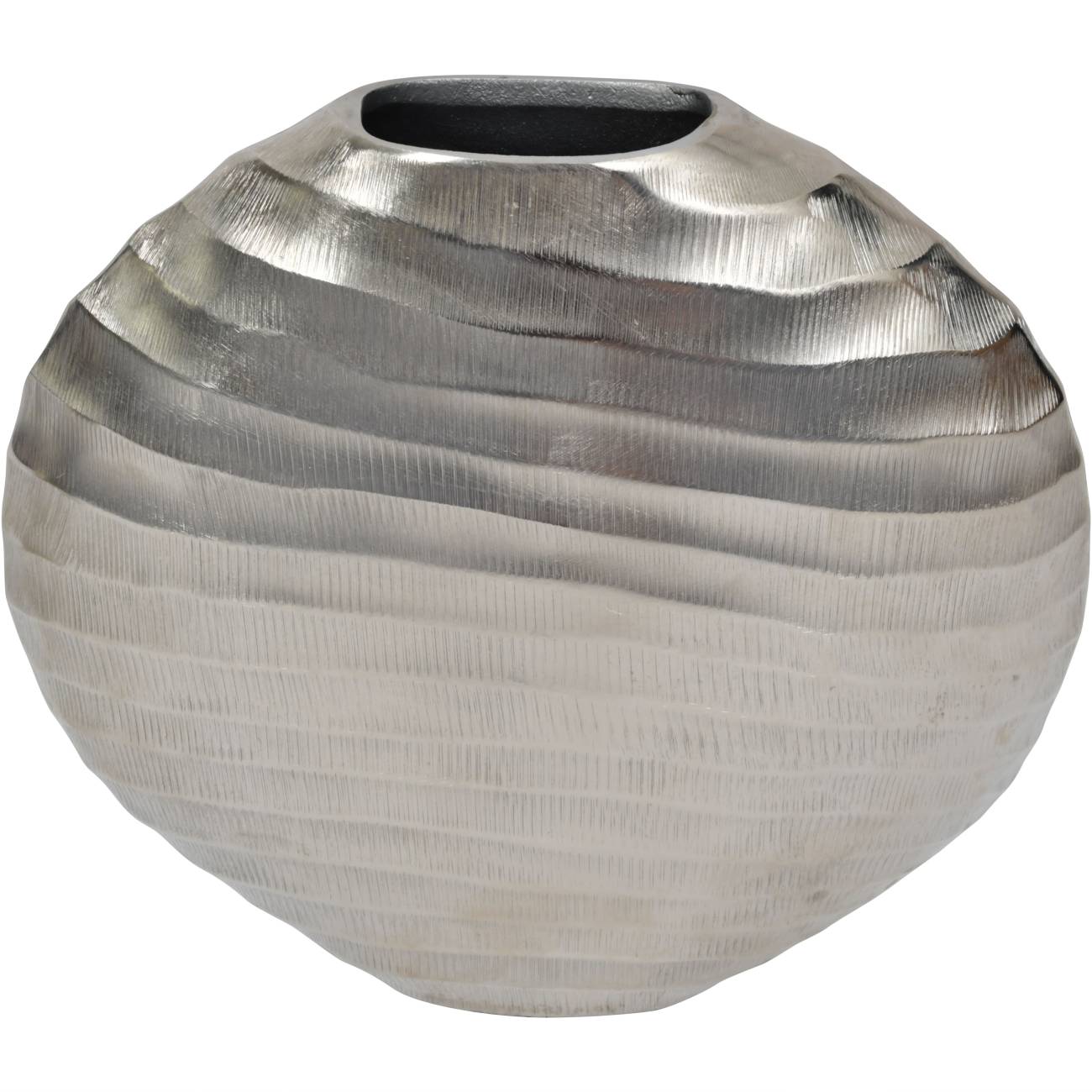 Iconic Ripples Silver Elliptical Vase Large