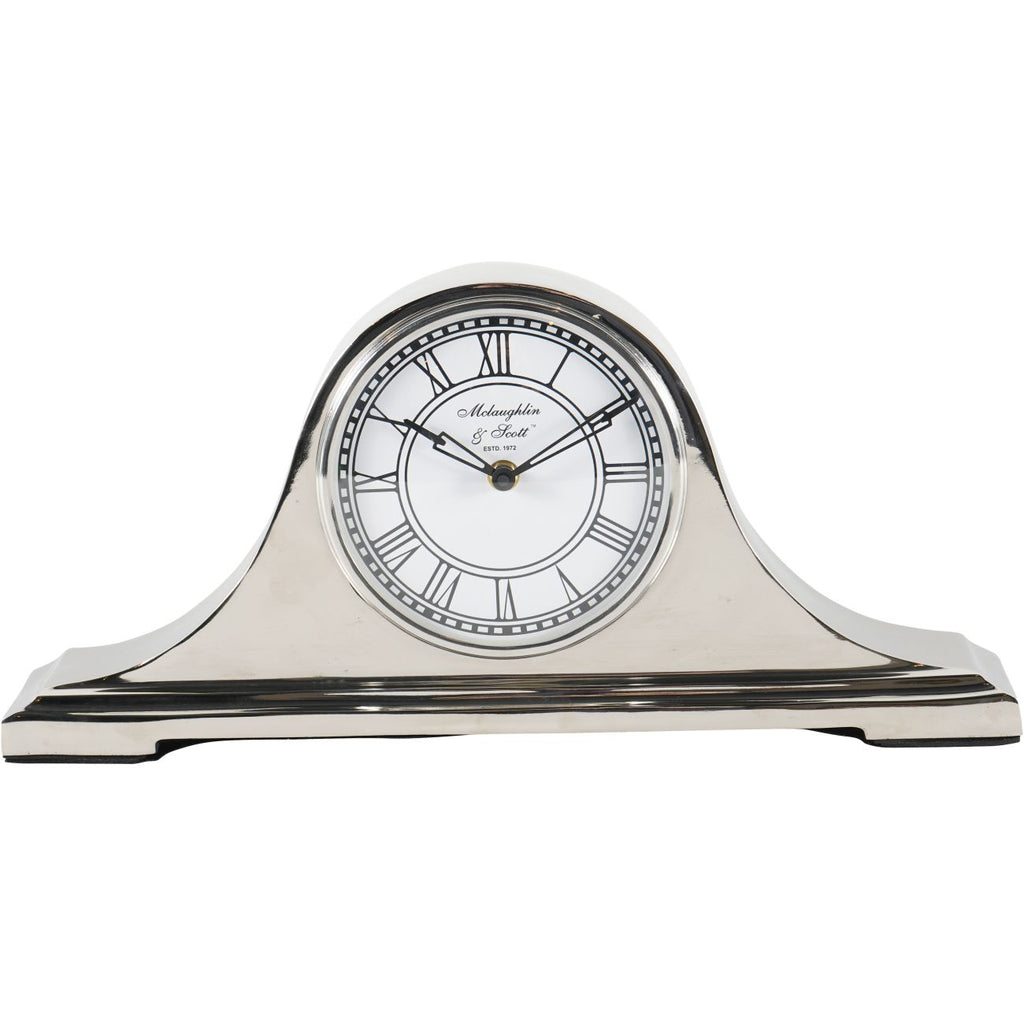 Retro Carriage Mantel Clock in Nickel Finish