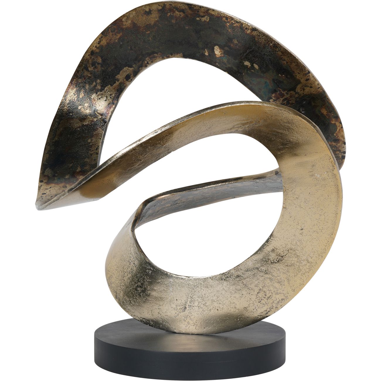 Ribbon Knot Sculpture on Black Wooden Base