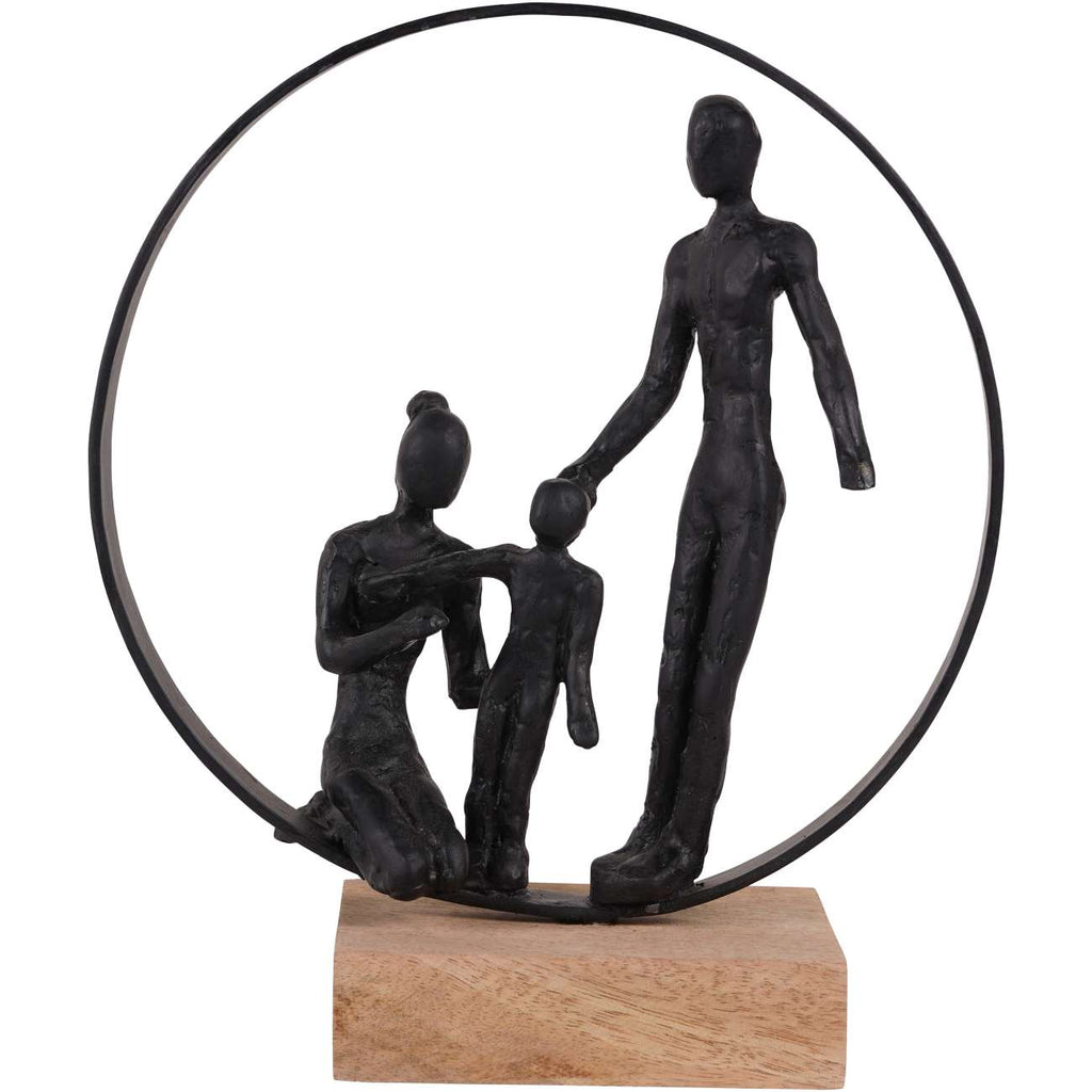 Family Bond Sculpture on Wooden Stand