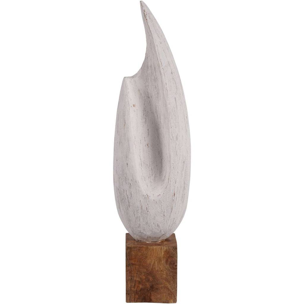 Hand Carved Solid Wood Tall Sculpture White