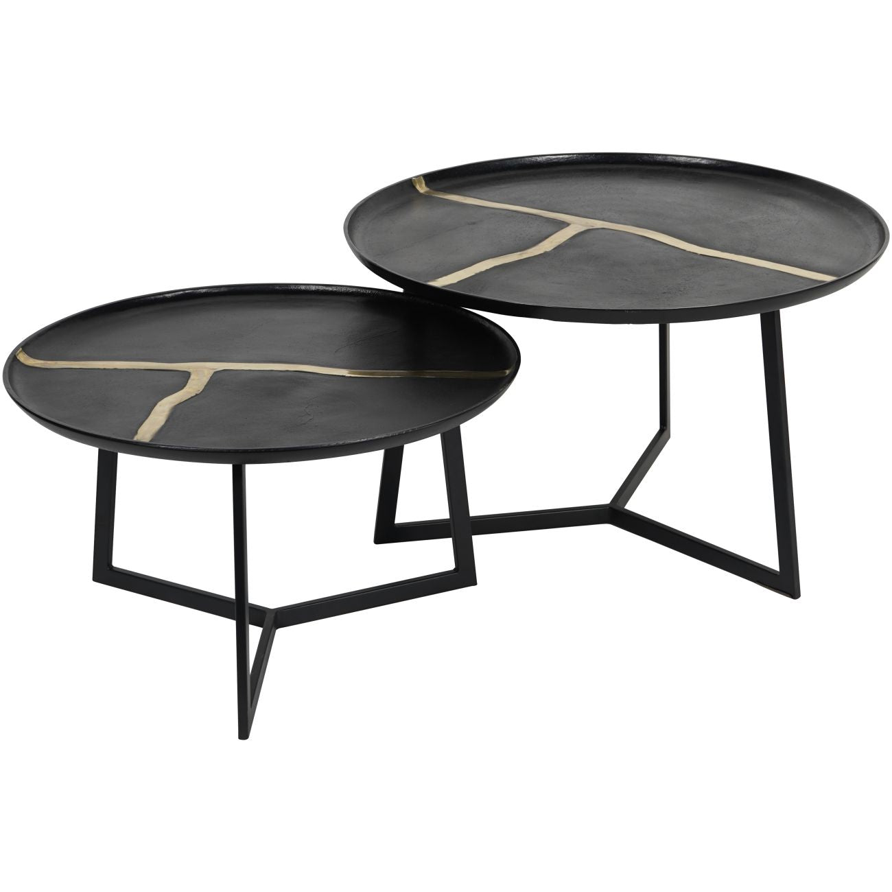 Set of Two Textured Aluminium Coffee Tables