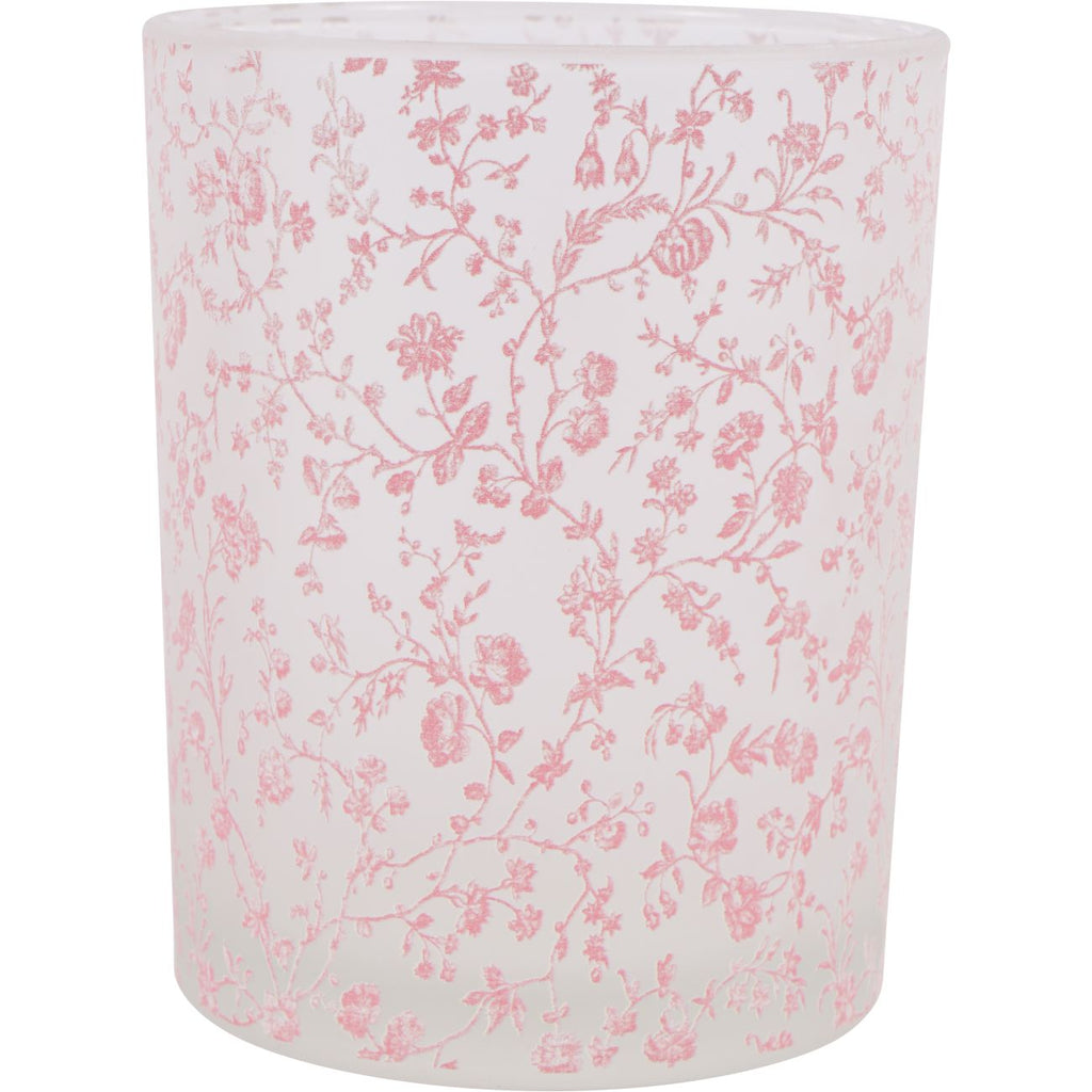 Laura Ashley Glass Hurricane Aria On White Frosted Background