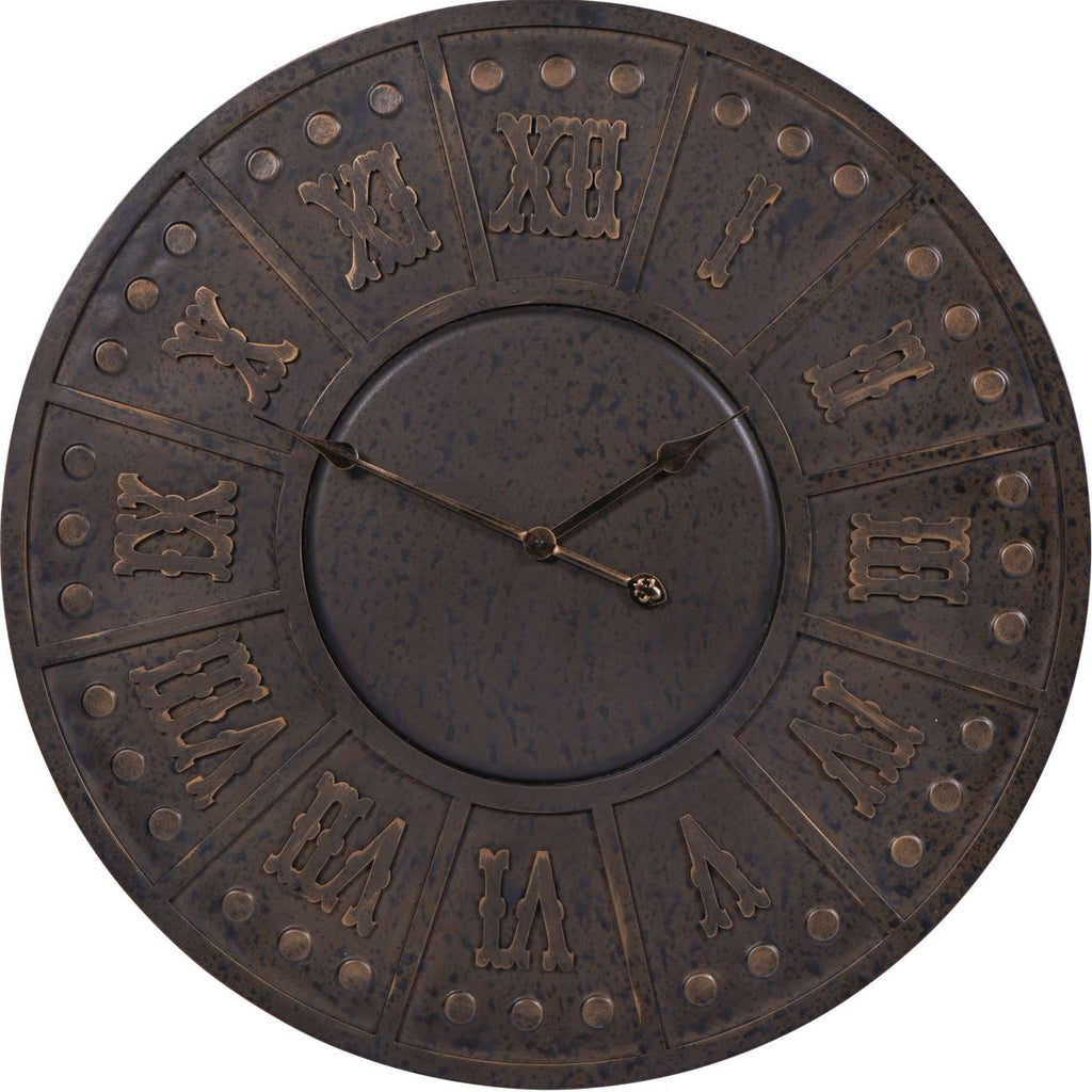 Dempsey Antique Black Metal Outdoor Wall Clock