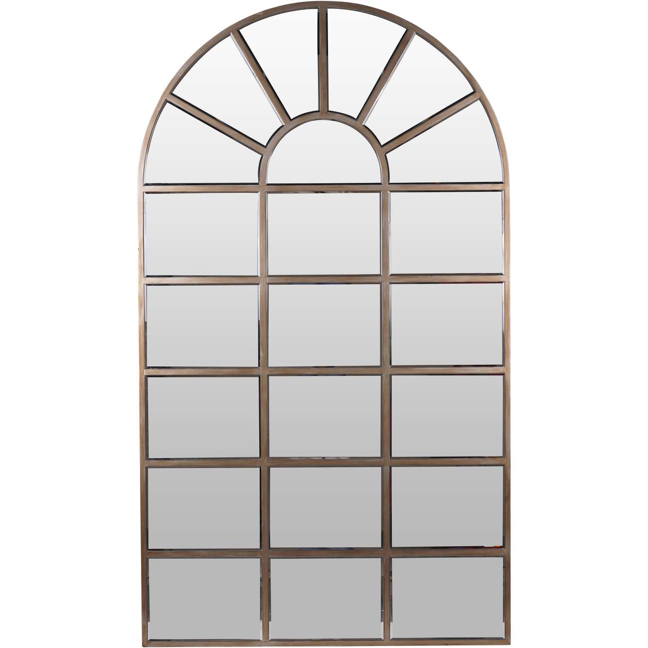 Gold Squares Window Arch Floor Standing Mirror