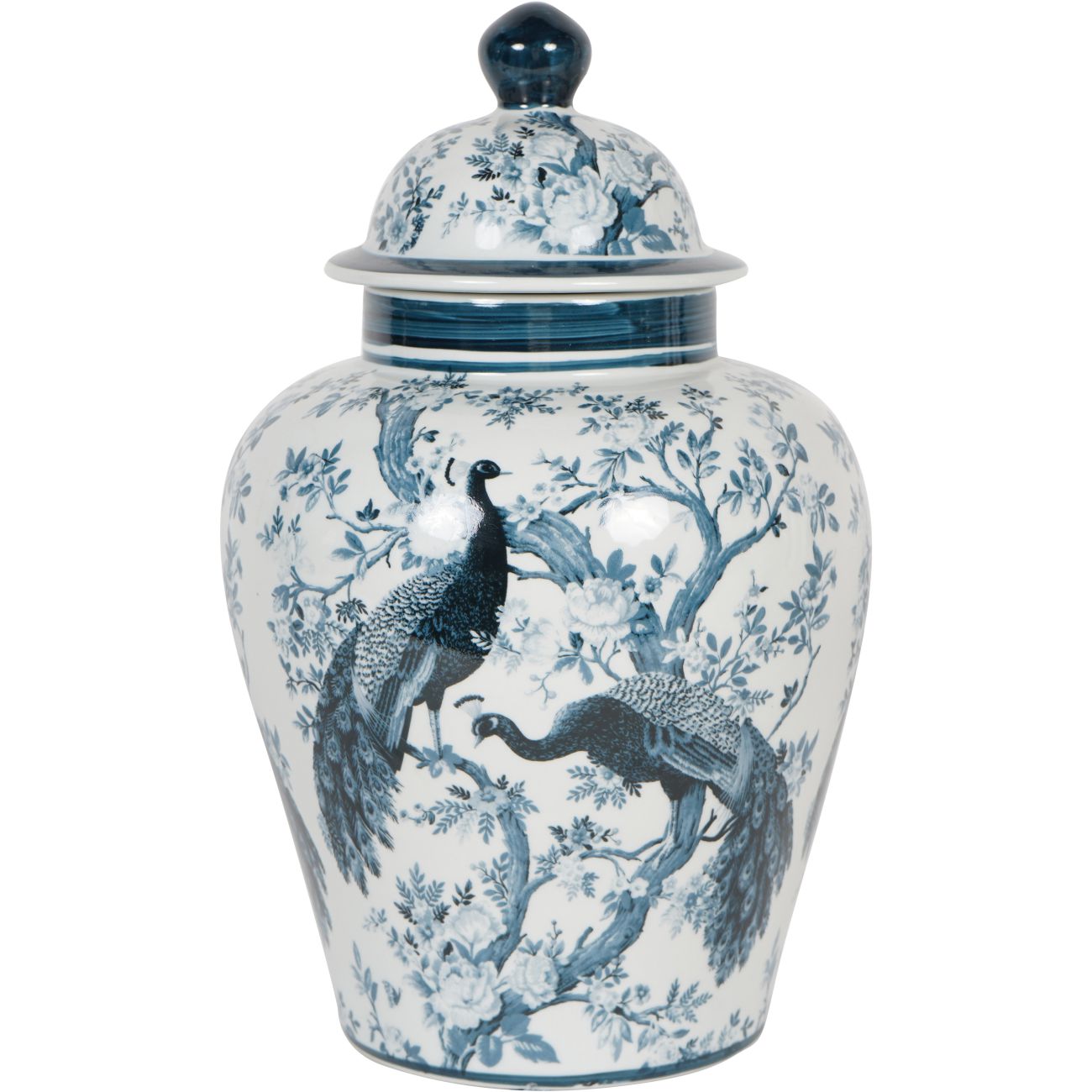 Laura Ashley Midnight Blue Belvedere Peacock Porcelain Ginger Jar Large