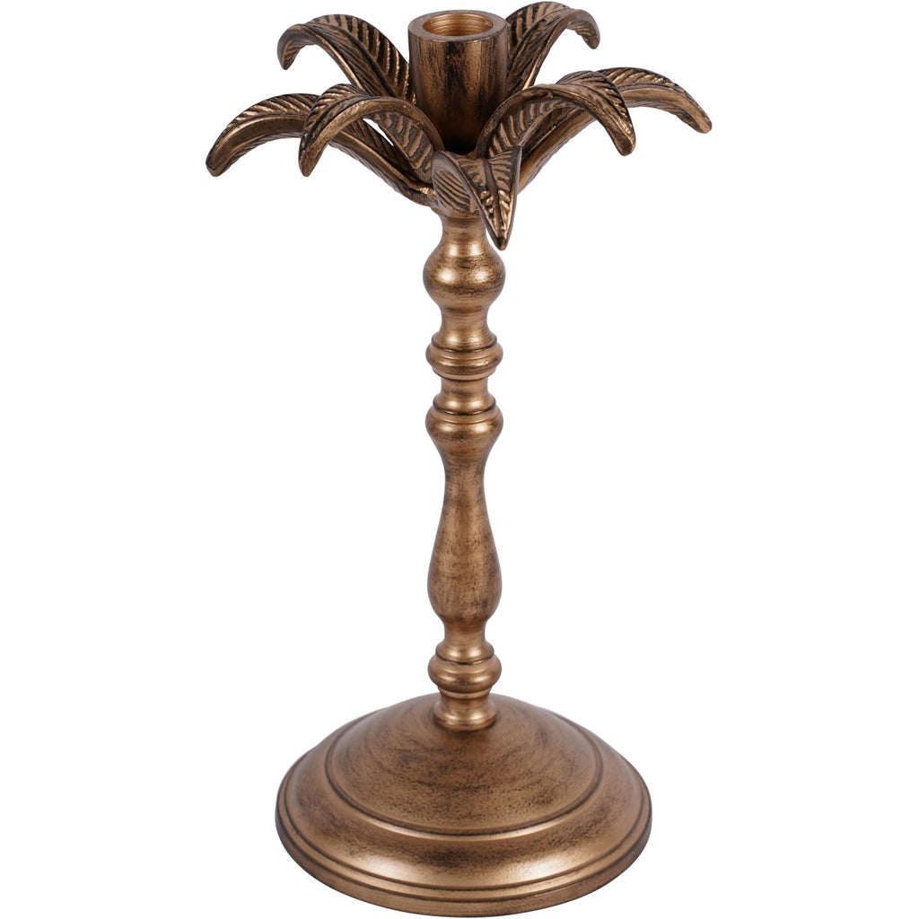 Laura Ashley Antique Brass Small Palm Tree Candlestick