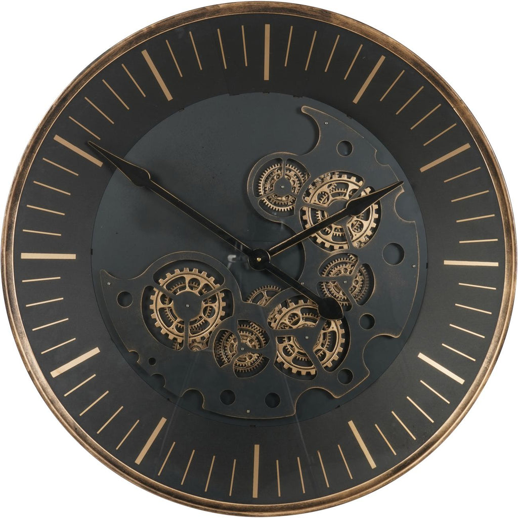 Palladium Wall Clock with Moving Dials - Brass