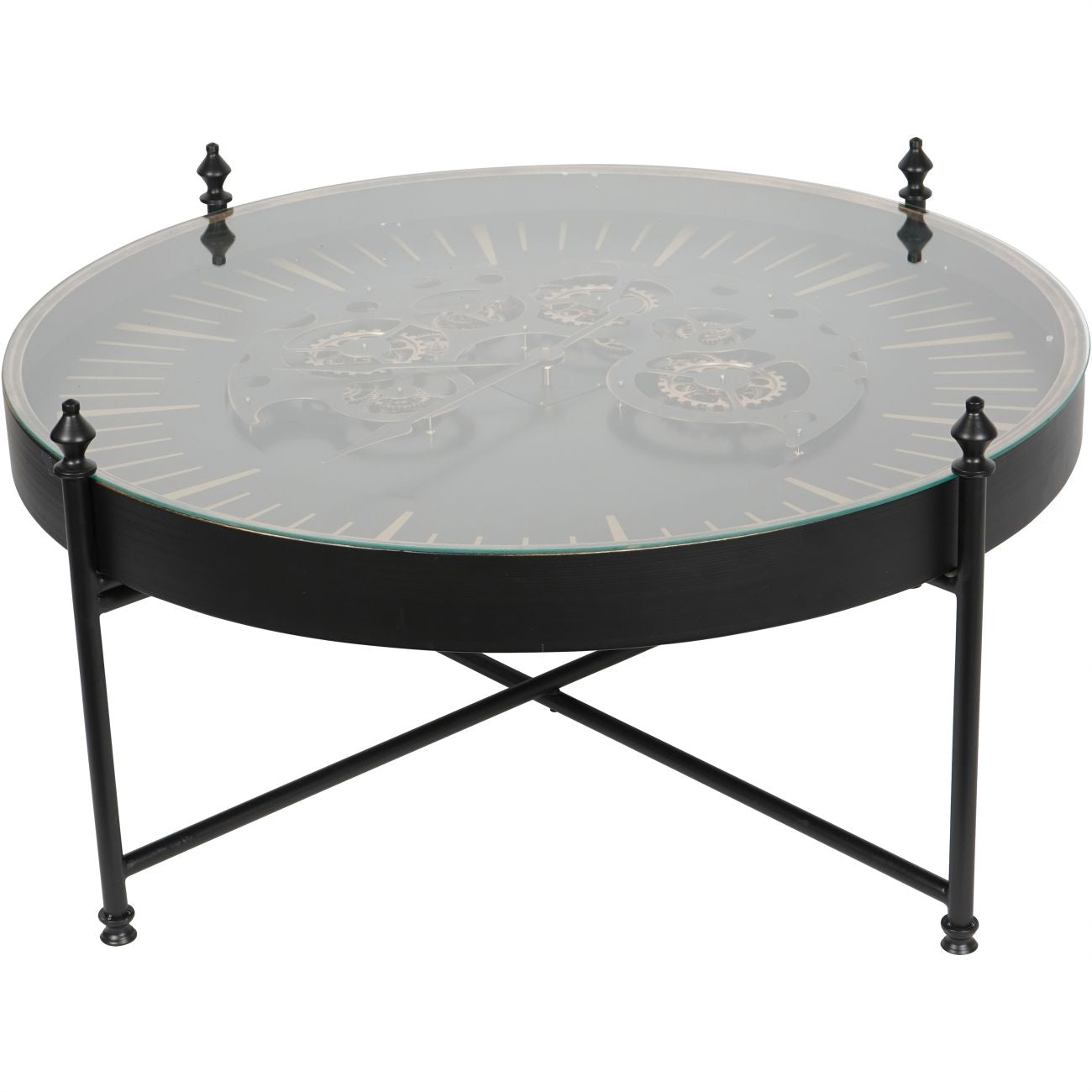 Palladium Clock Coffee Table Black & Gold