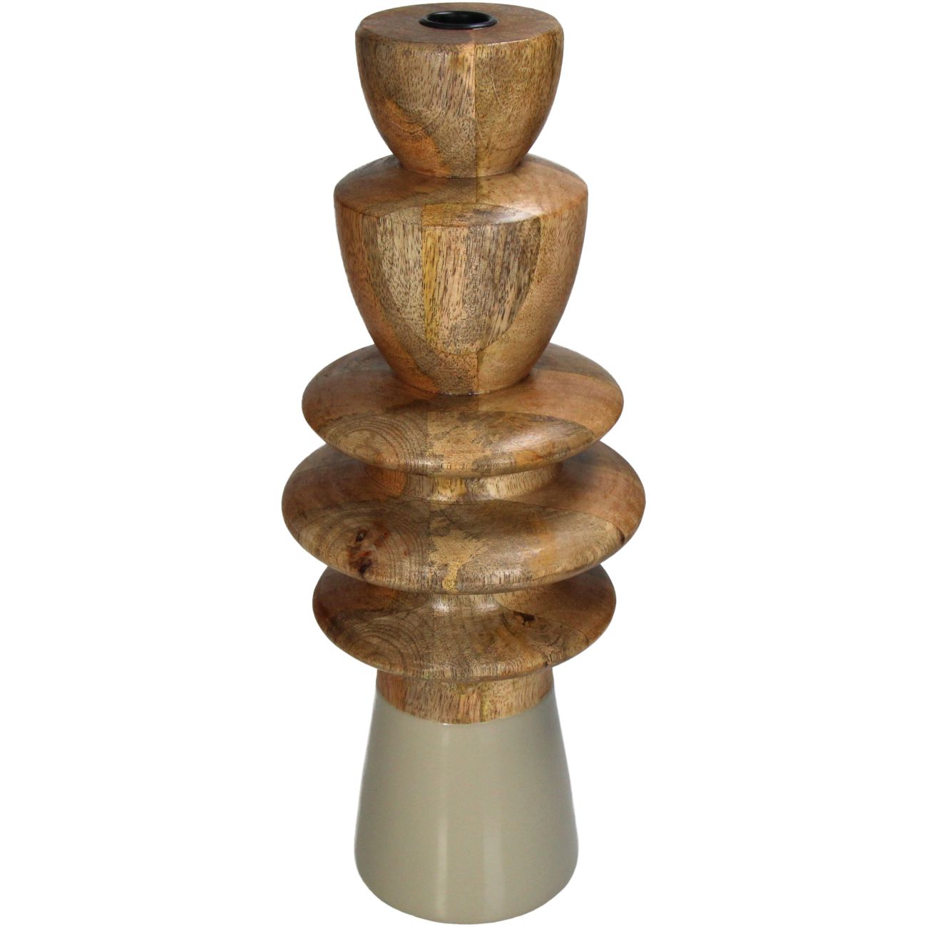 Candle Stick Wood Beige 38cm