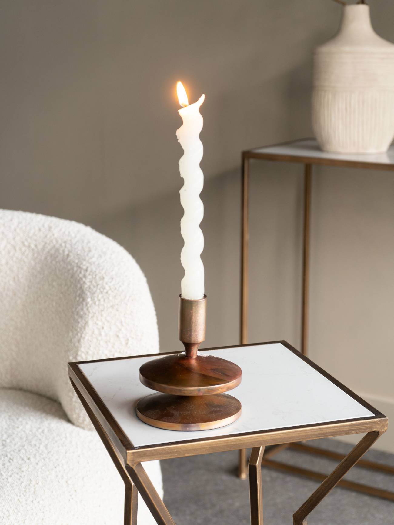 Copper Effect Candle Stick 14cm