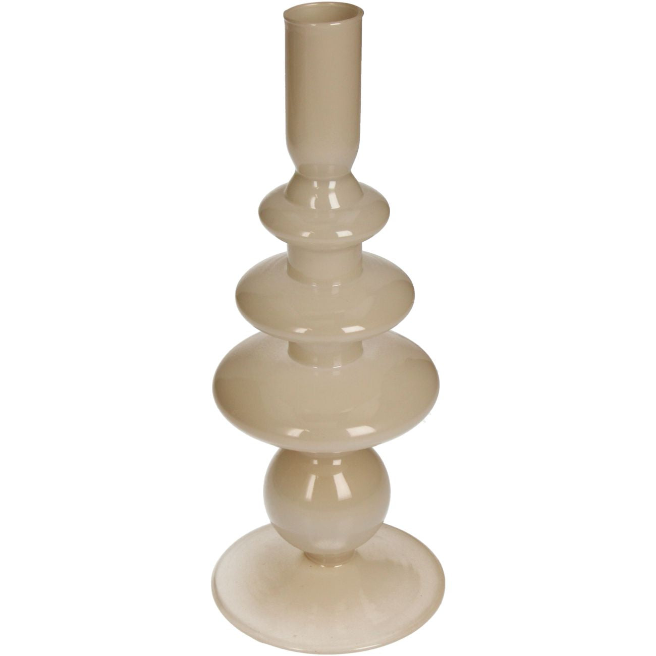 Candle Stick Gls Beige 22.5cm