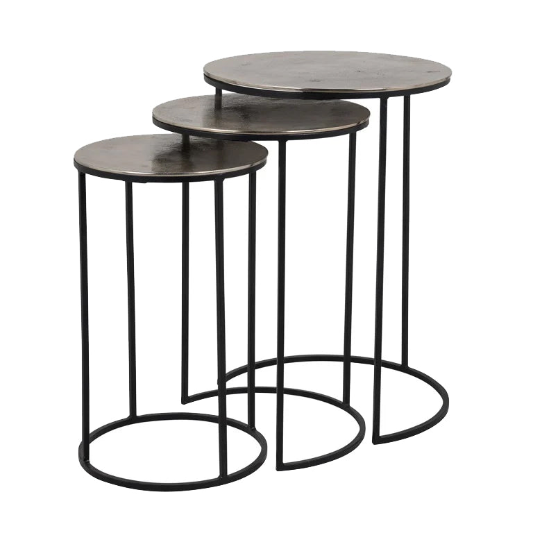 Champagne Gold Nest of 3 Side Tables