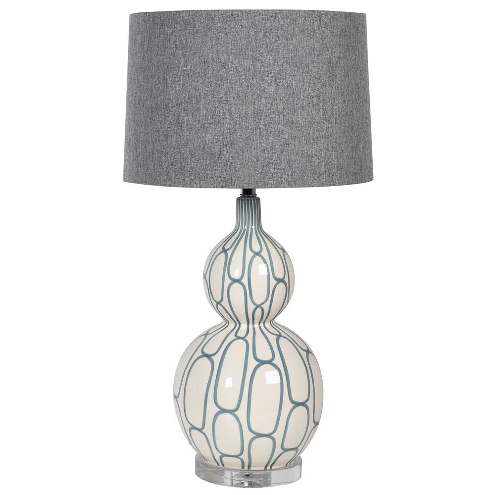 White & Grey Ceramic Lamp - Pavilion Interiors