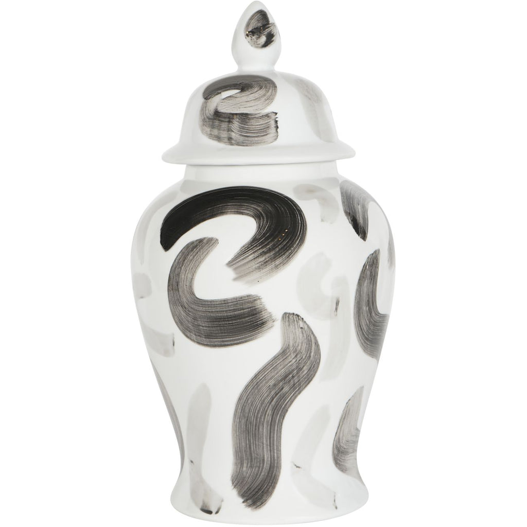 Monochrome Brush Swirl Large Ginger Jar 46cm